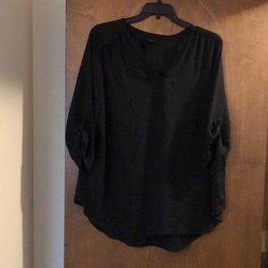 3/4 sleeve popover blouse black
